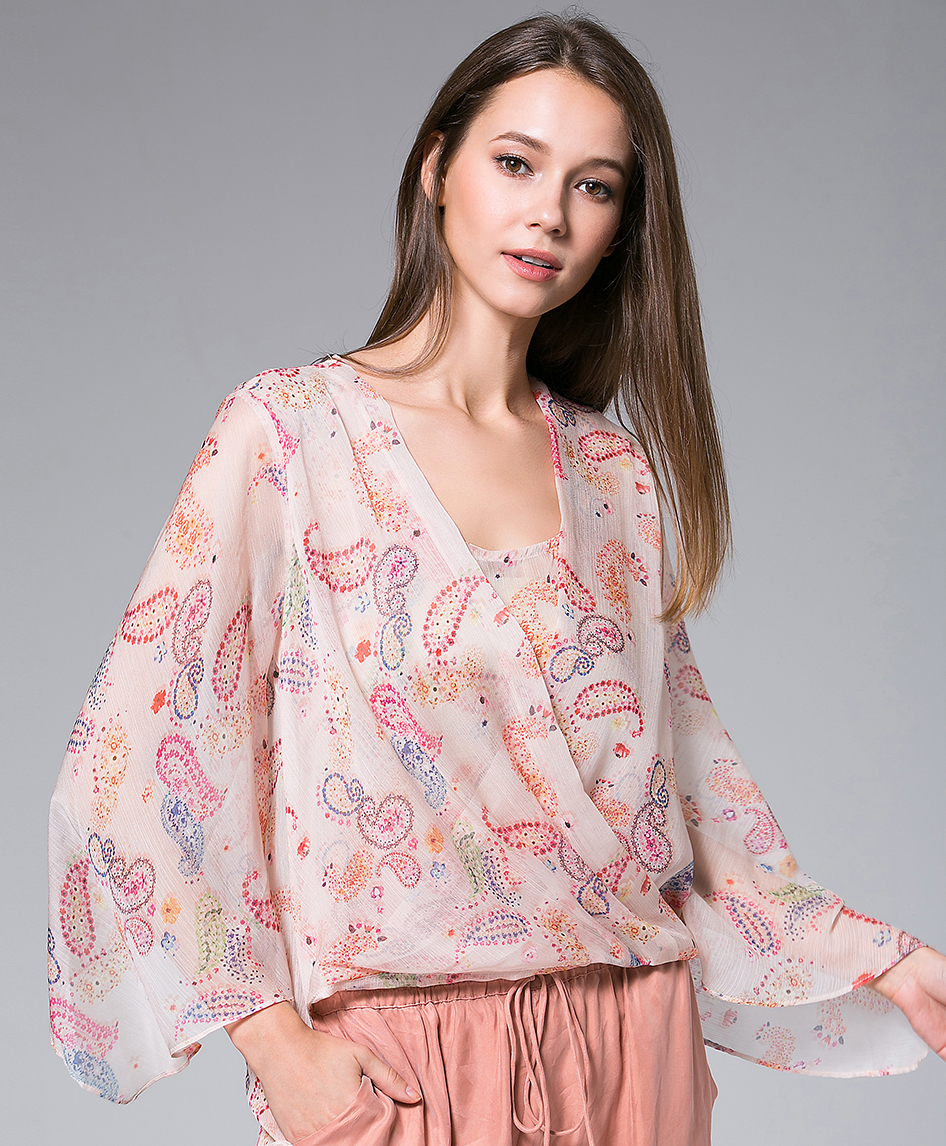 Tops - Flowers Printed silk Chiffon top